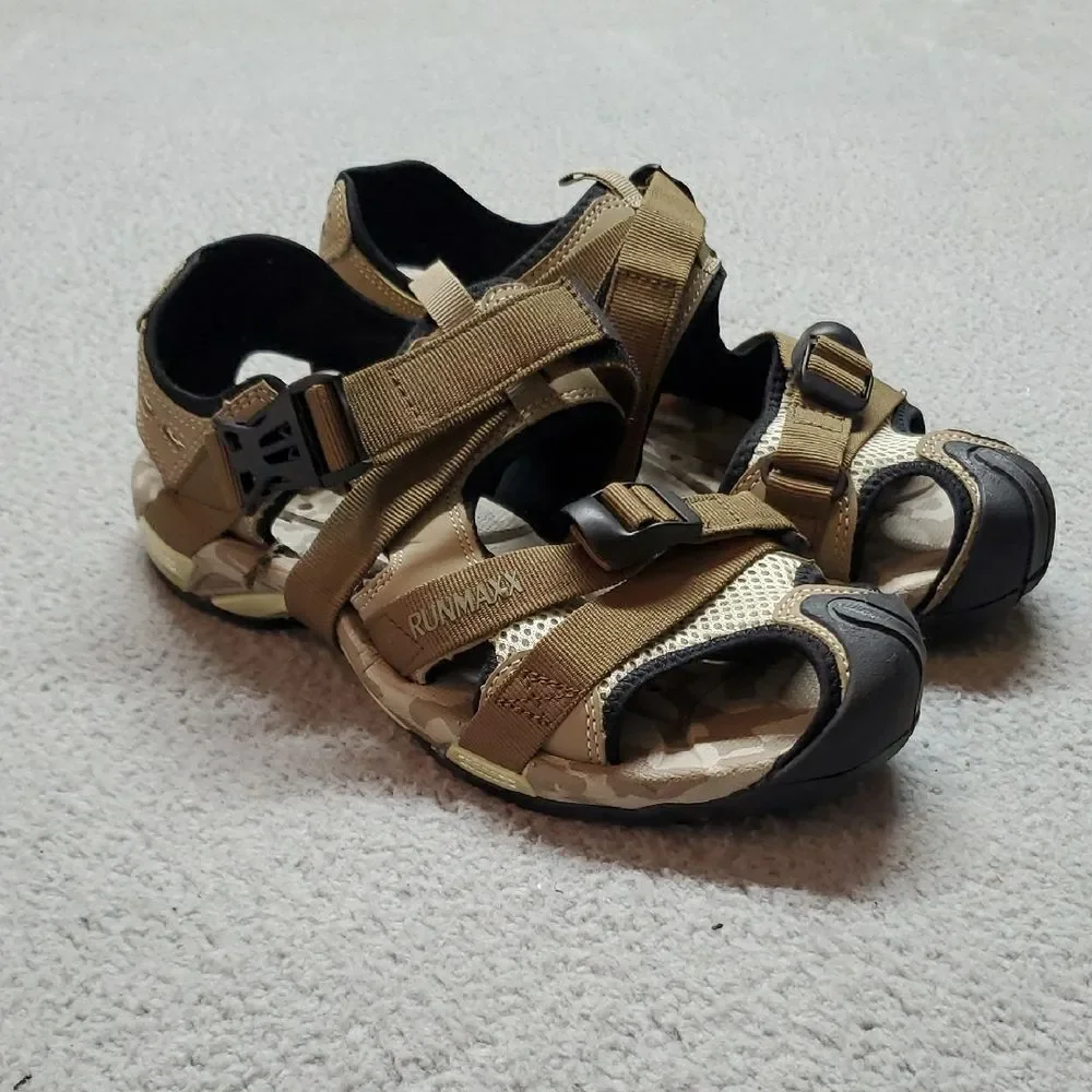 Runmaxx Men's Hiking Sandals - Tan and Black Size 41